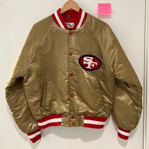 Vintage 49ers Chalk Line Gold Satin Jacket - Medium